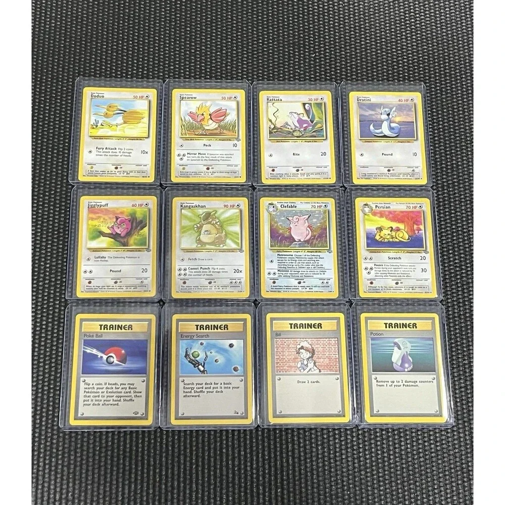 Vintage Pokemon Card Lot 12 WOTC Base Set Jungle Clefable Holo + Common Uncommon